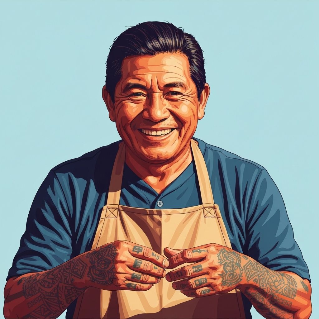 Portrait of smiling Indonesian artisan in natural light